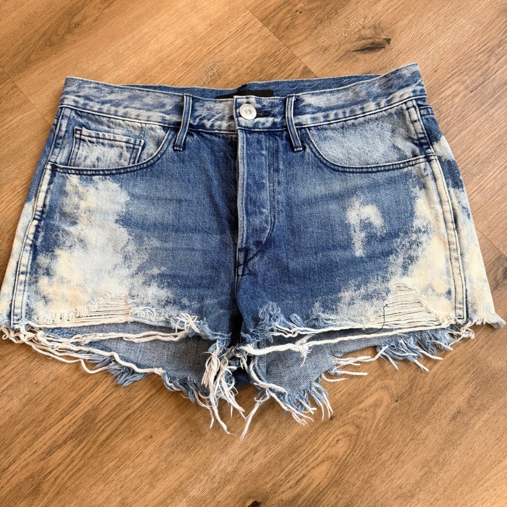 3x1 NYC Vandal Distressed Bleached Denim Shorts Womens‎ 25 High Rise Raw Hem USA